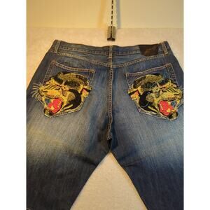 Vintage Ed Hardy/Christian Audigier Collaborative VintageY2K Embroidered Sz 40"
